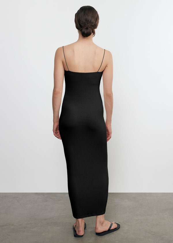 Enza Costa Silk Rib Essential Strappy Dress Black