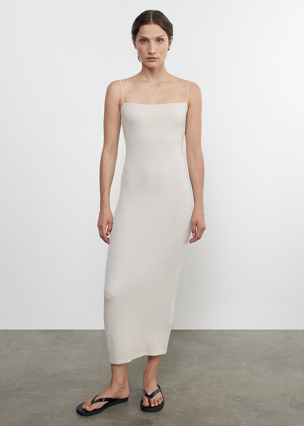 Enza Costa Silk Rib Essential Strappy Dress Canvas