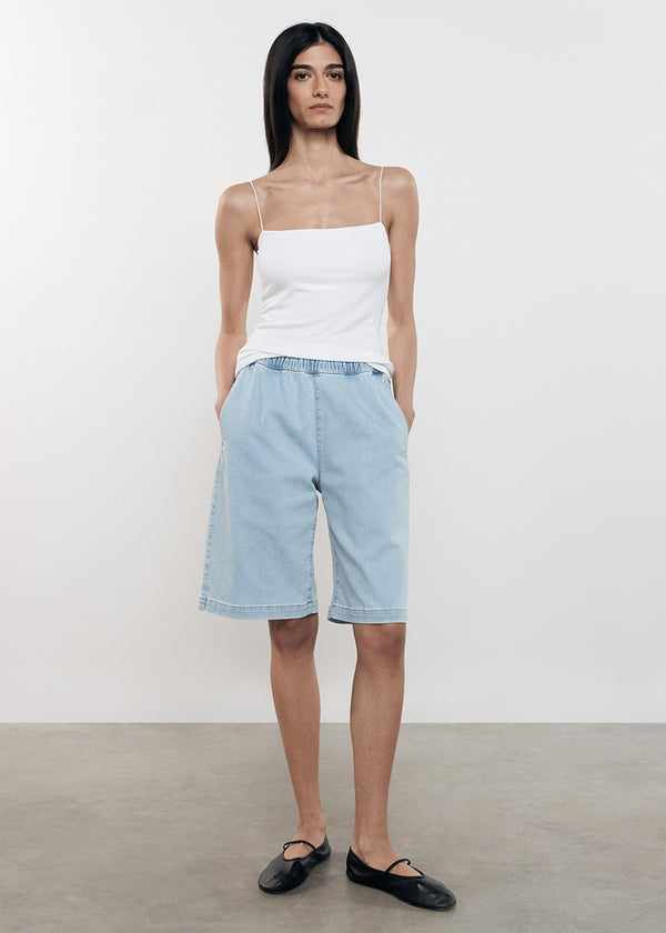 Enza Costa Silk Rib Essential Strappy Tank White