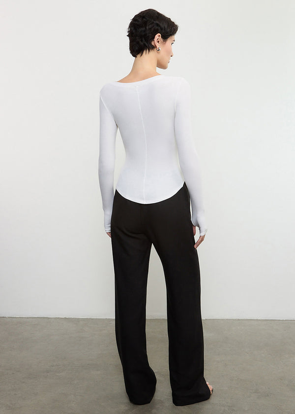 Enza Costa Silk Rib L/S Baseball Henley Cloud