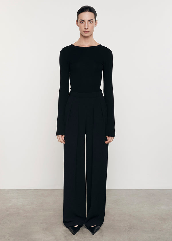 enza costa Silk Rib L/S Crew Black