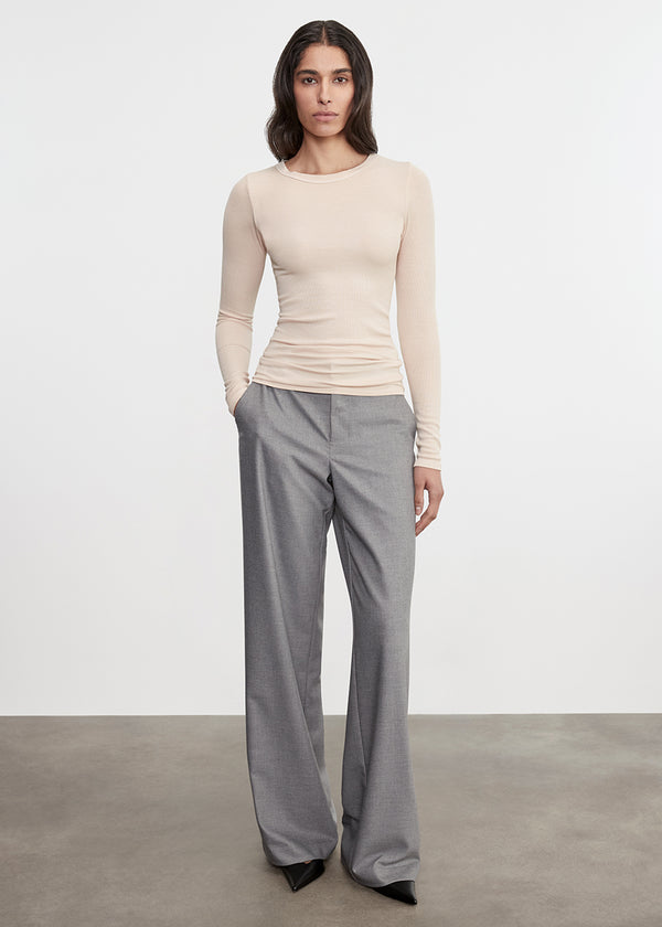 Enza Costa Silk Rib L/S Crew Fawn