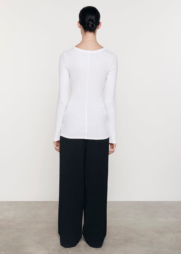 Enza Costa Silk Rib L/S Crew White