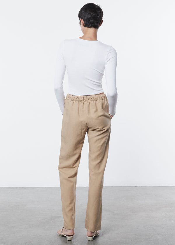 Enza Costa Silk Rib L/S Tuck Top White