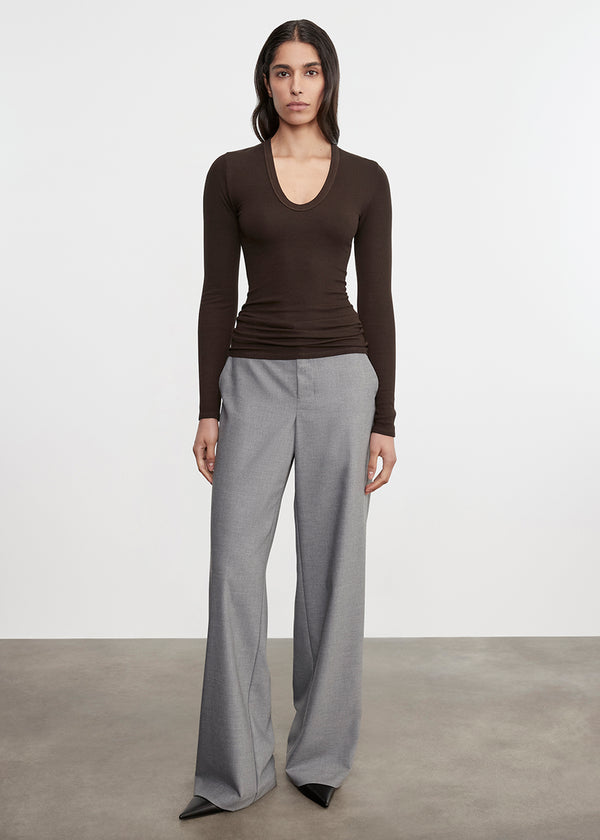 Enza Costa Silk Rib L/S U Coffee Bean