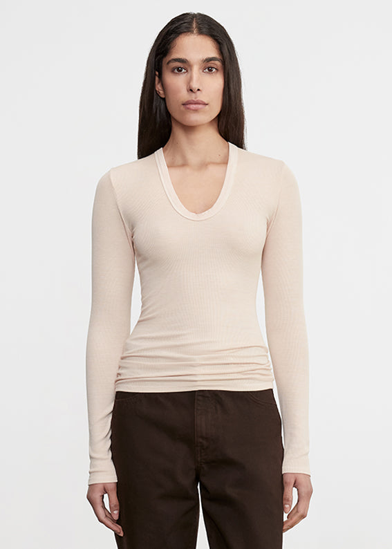 Enza Costa Silk Rib L/S U Fawn