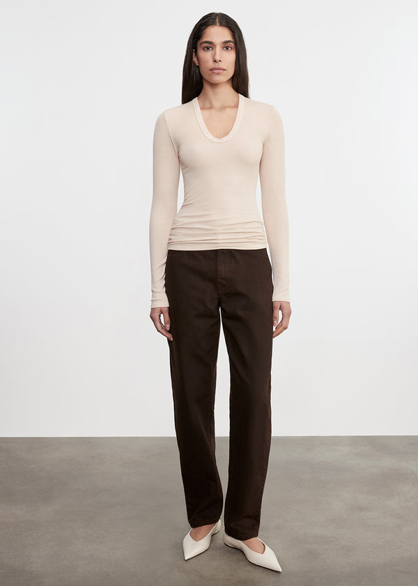 Enza Costa Silk Rib L/S U Fawn