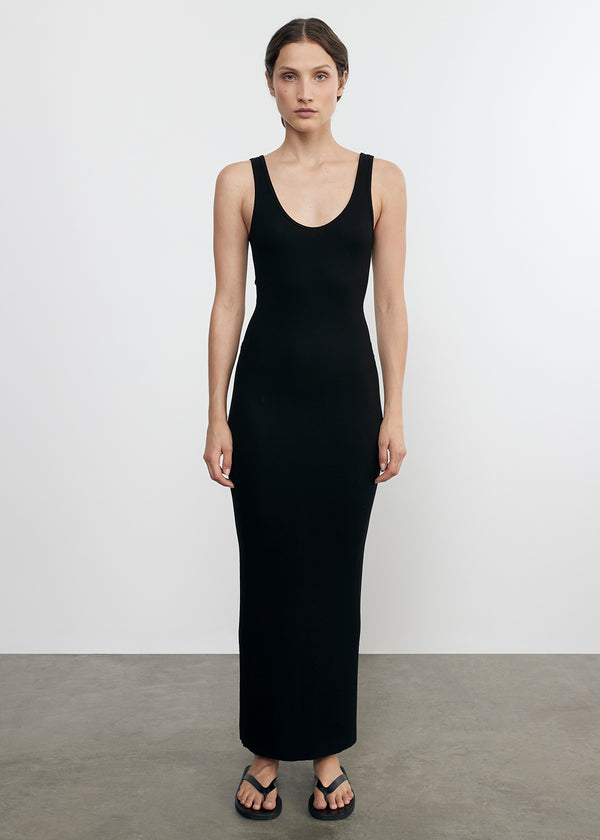 Enza Costa Silk Rib Maxi Dress Black