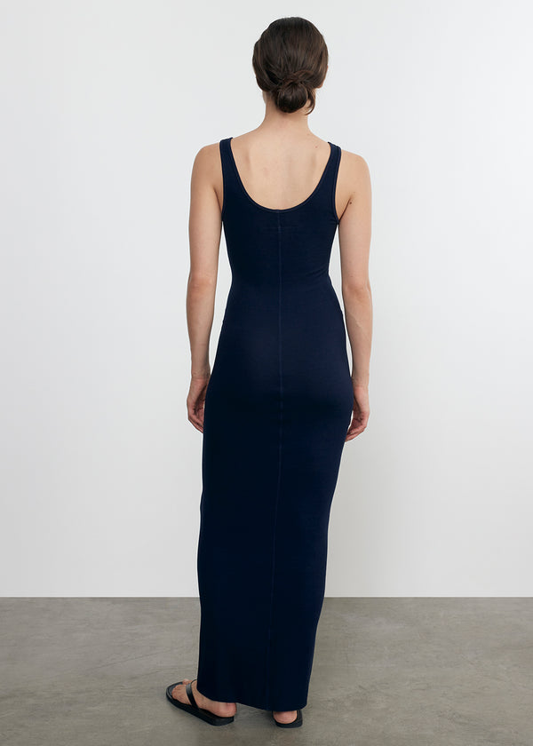Enza Costa Silk Rib Maxi Dress Indigo