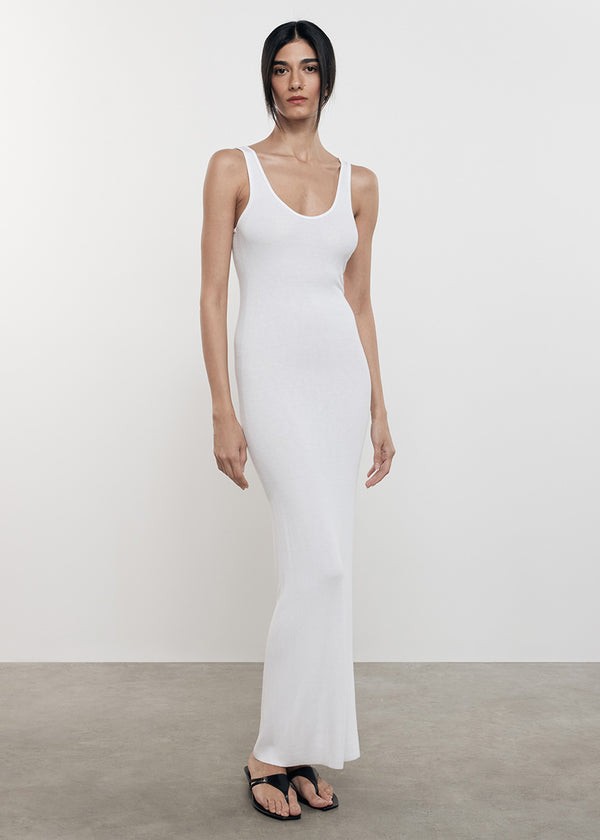 Enza Costa Silk Rib Maxi Dress White