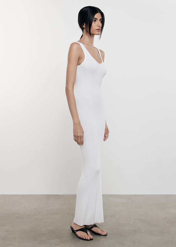 Enza Costa Silk Rib Maxi Dress White