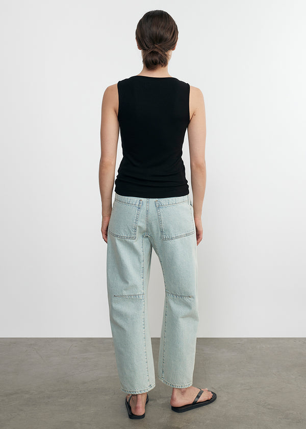 Enza Costa Silk Rib Sleeveless Boatneck Black