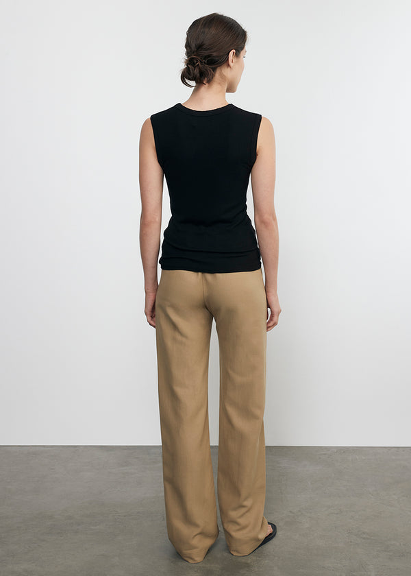 Enza Costa Silk Rib Sleeveless Tank| Black