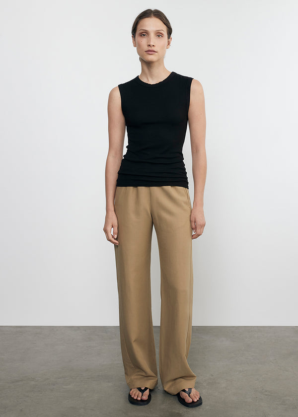 enza costa Silk Rib Sleeveless Tank| Black