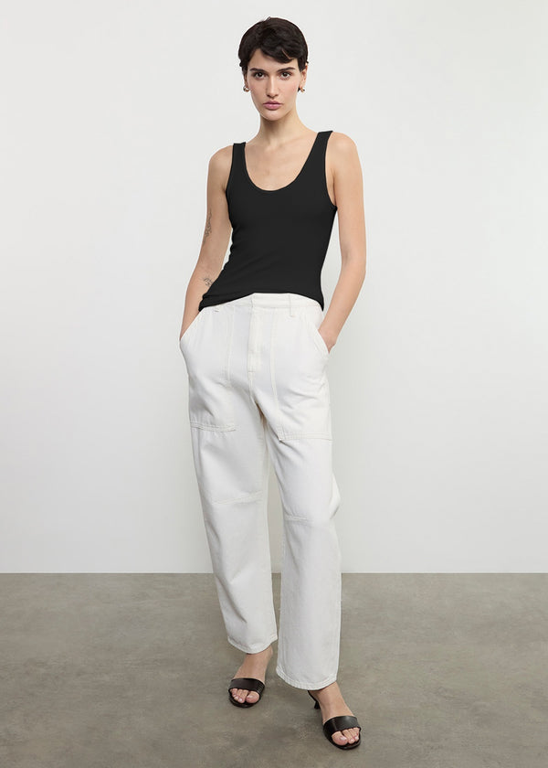 Enza Costa Silk Rib Tank Black