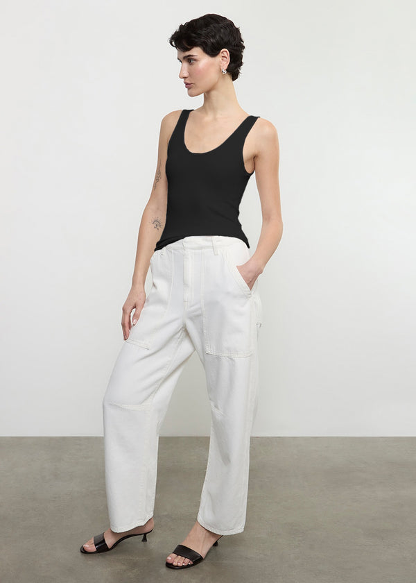 Enza Costa Silk Rib Tank Black