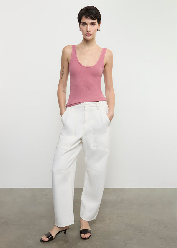 Enza Costa Silk Rib Tank Rose Wood