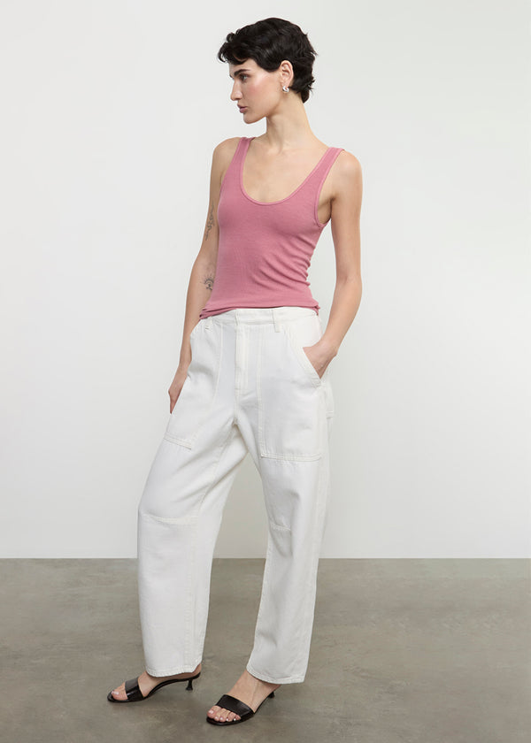 Enza Costa Silk Rib Tank Rose Wood