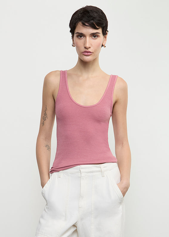 enza costa Silk Rib Tank Rose Wood