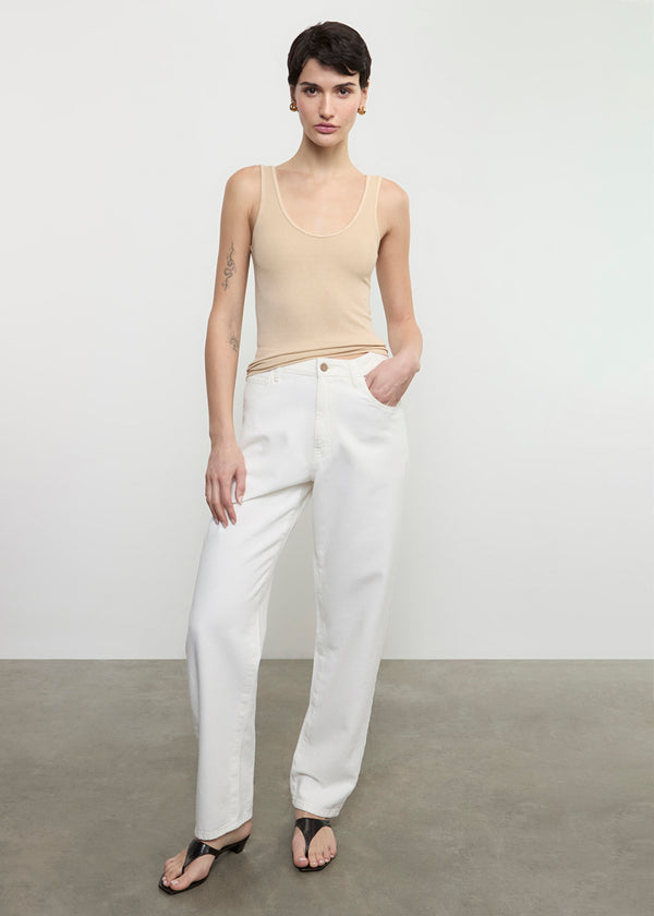 Enza Costa Silk Rib Tank Sand
