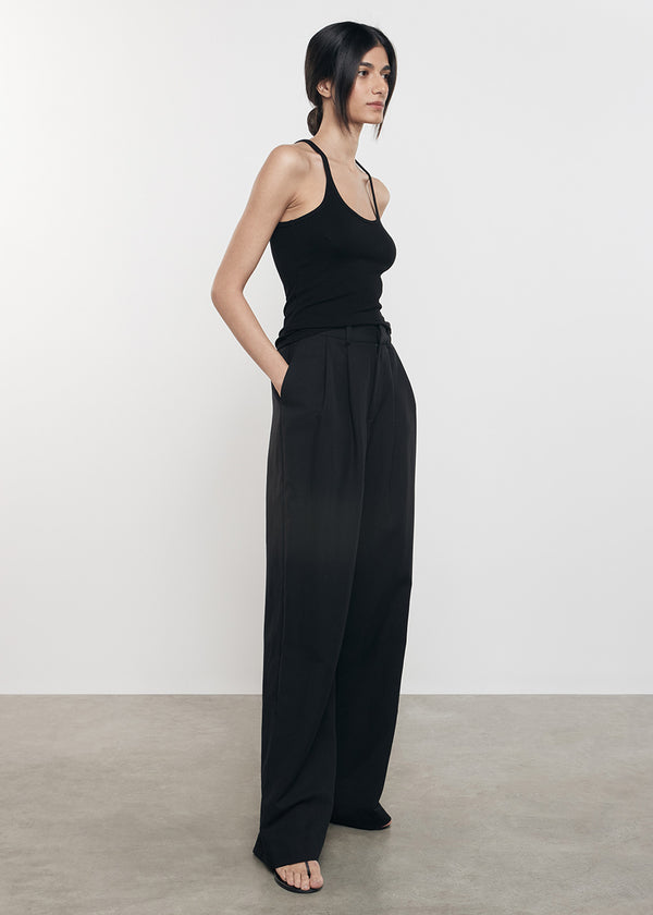 Enza Costa Silk Rib U Tank Black