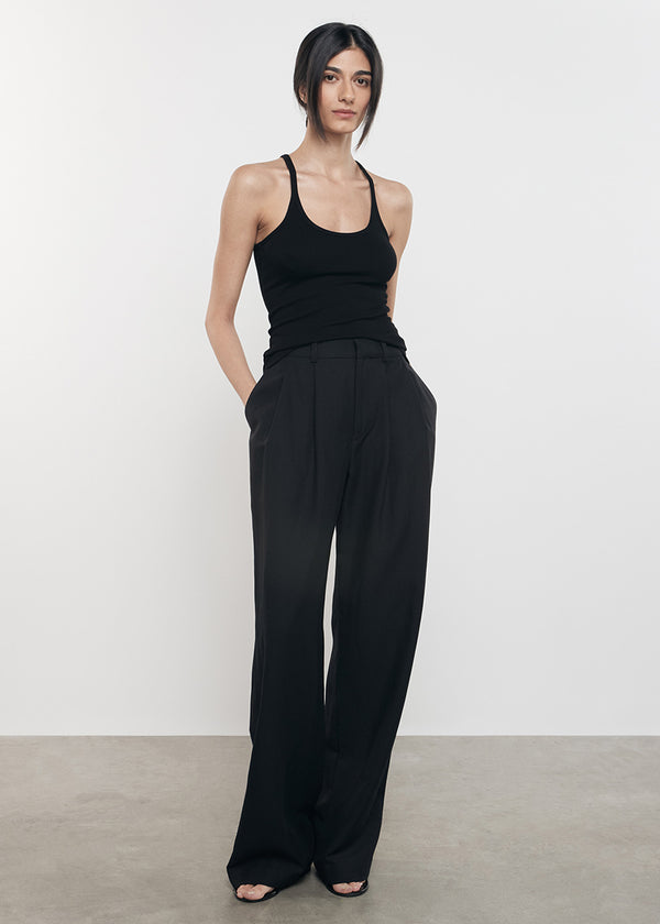 enza costa Silk Rib U Tank Black