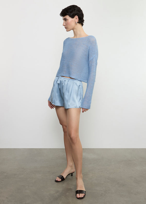 Enza Costa Silk Slip Shorts Sky