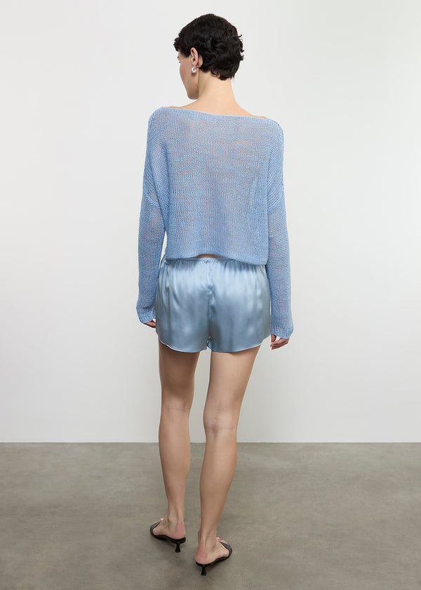 Enza Costa Silk Slip Shorts Sky