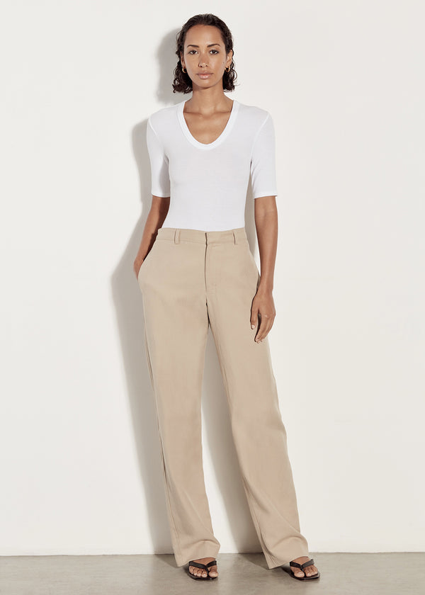 Enza Costa Stretch Silk Rib Half Sleeve U White