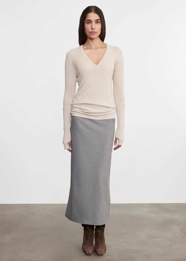 Enza Costa Suiting Pencil Skirt Light Grey
