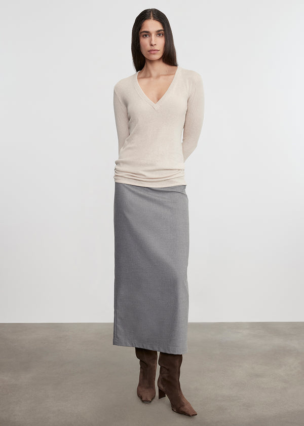 Enza Costa Suiting Pencil Skirt Light Grey