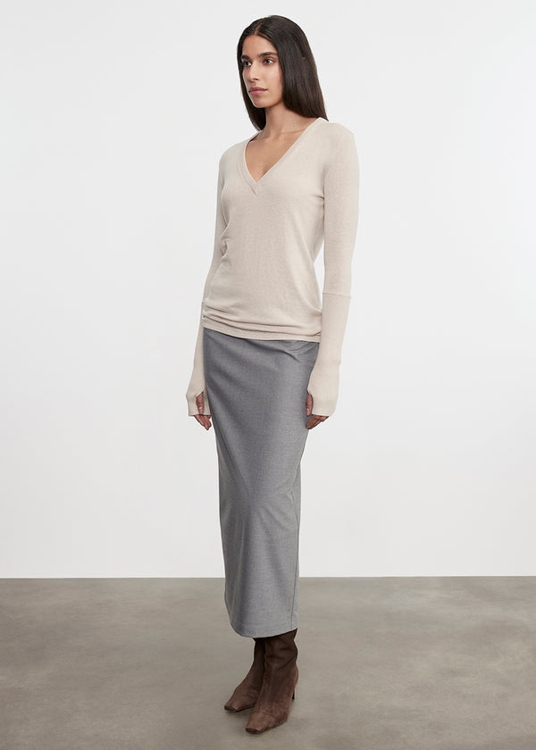 Enza Costa Suiting Pencil Skirt Light Grey