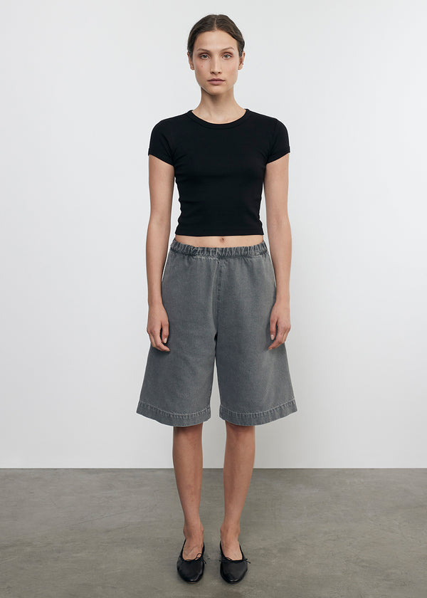 Enza Costa Supima Baby Cropped Tee Black