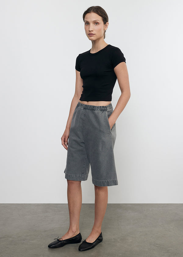 Enza Costa Supima Baby Cropped Tee Black