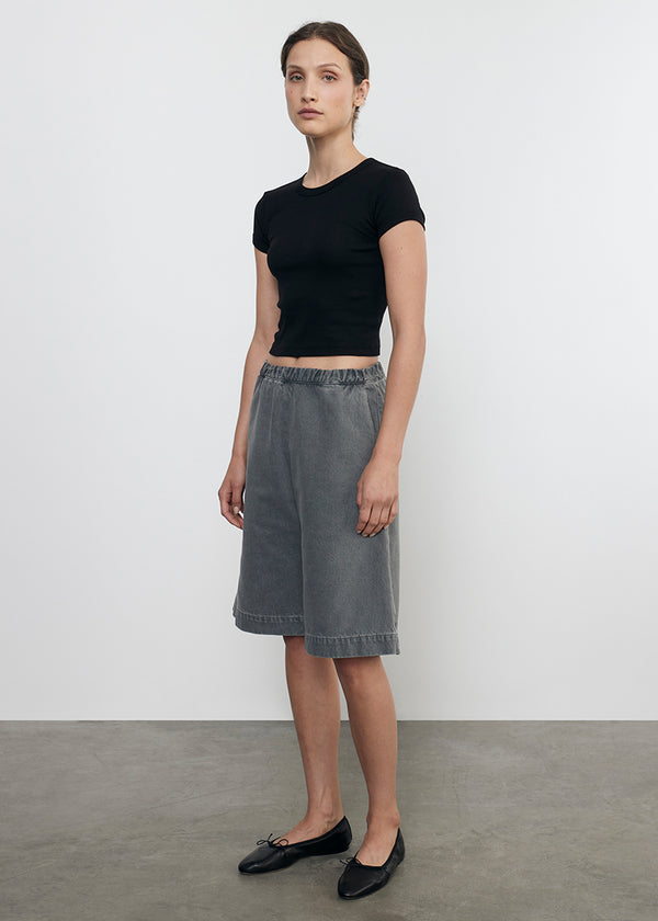 Enza Costa Supima Baby Cropped Tee Black