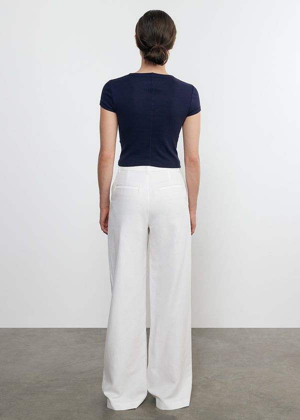 Enza Costa Supima Baby Cropped Tee Indigo