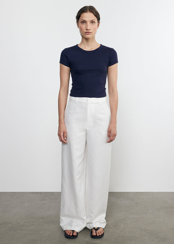 enza costa Supima Baby Cropped Tee Indigo