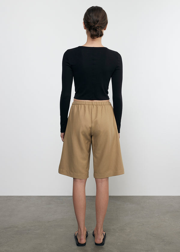 Enza Costa Supima Baby Rib L/S Cropped Top Black