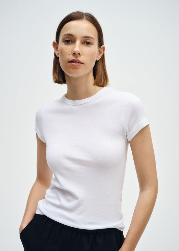 Enza Costa Supima Cotton Cap Sleeve White