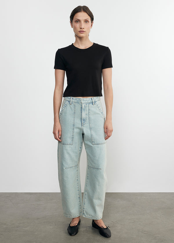 Enza Costa Supima Cotton Cropped Perfect S/S Black