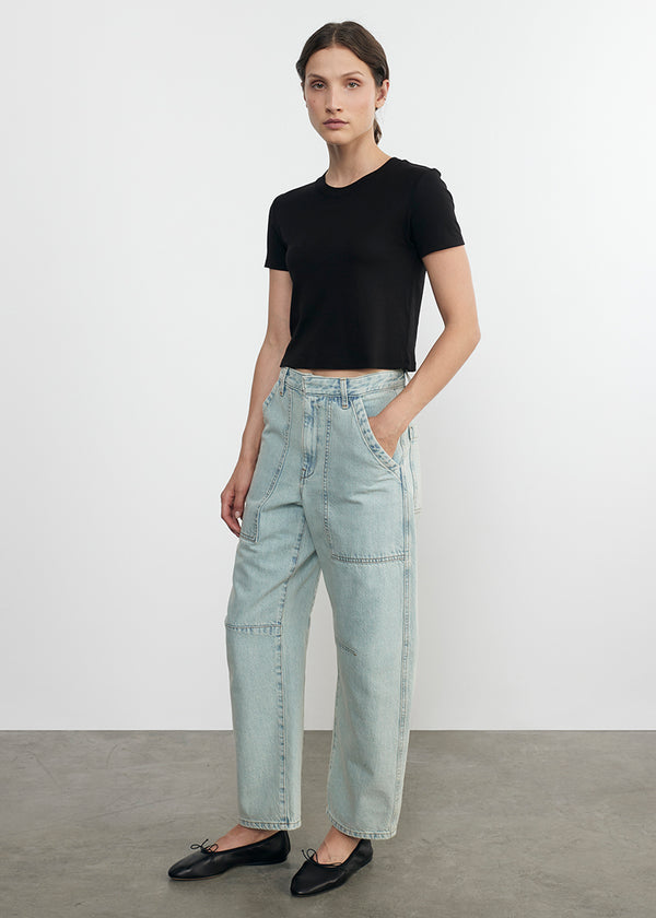 Enza Costa Supima Cotton Cropped Perfect S/S Black