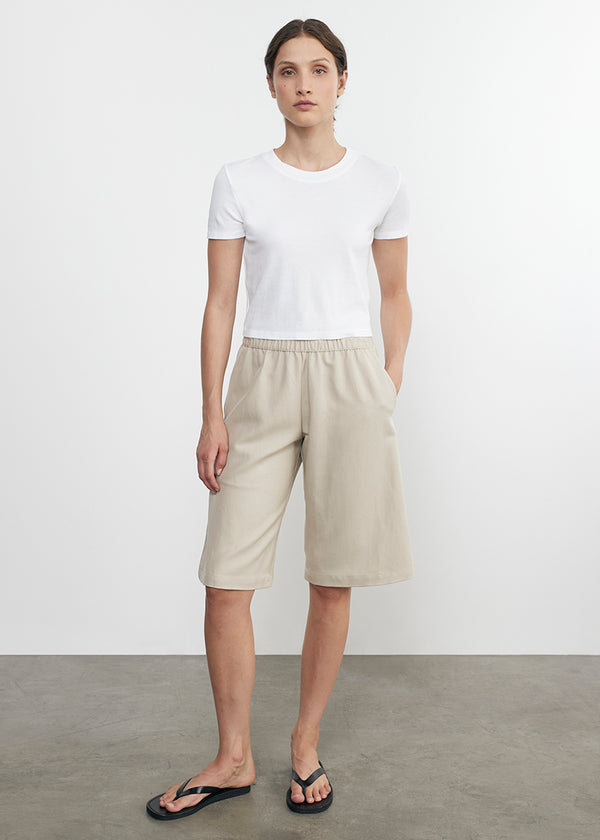 Enza Costa Supima Cotton Cropped Perfect S/S White