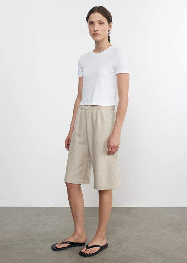 Enza Costa Supima Cotton Cropped Perfect S/S White