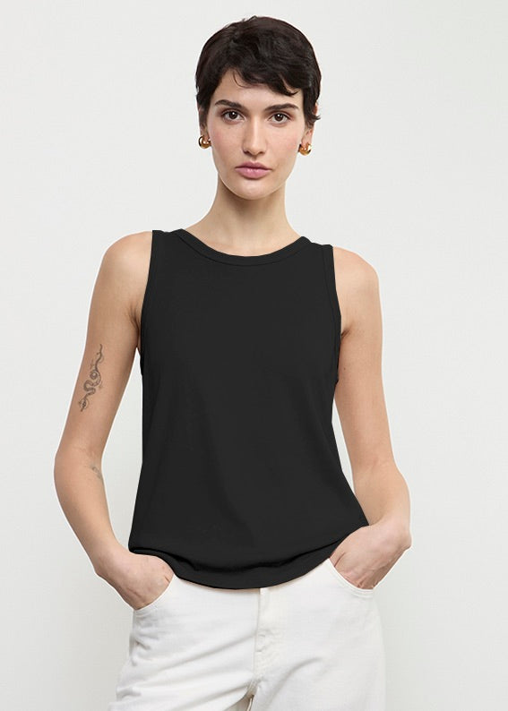 Enza Costa Supima Cotton Easy Tank Black