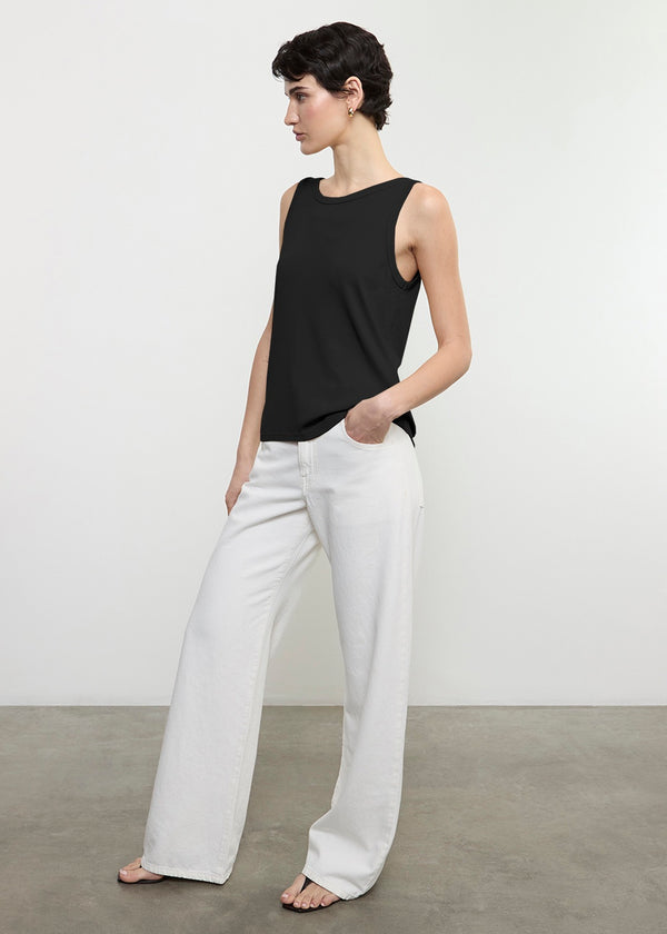 Enza Costa Supima Cotton Easy Tank Black