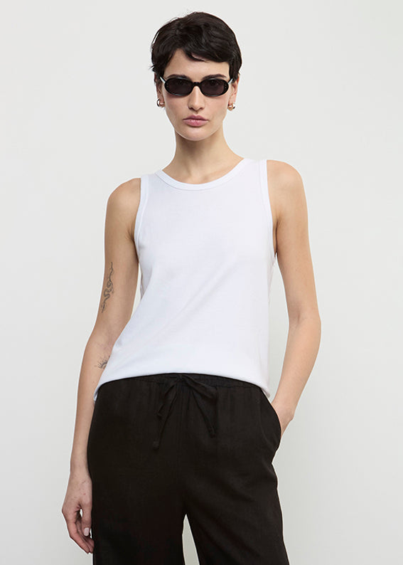 Enza Costa Supima Cotton Easy Tank White