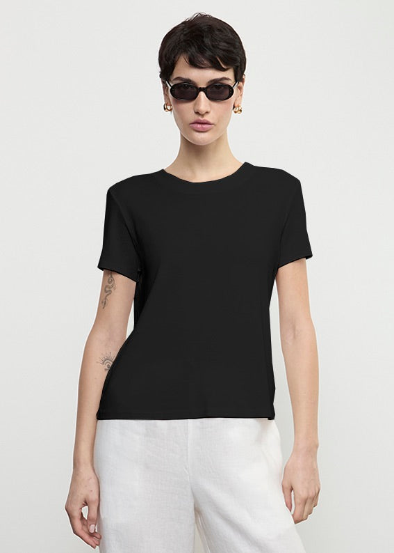 enza costa Supima Cotton Essential S/S Black