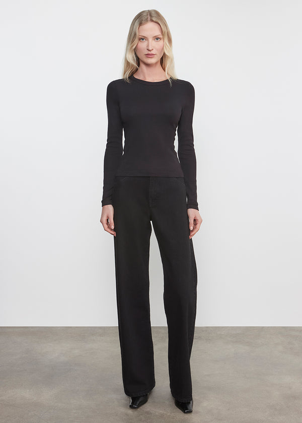 Enza Costa Supima Cotton New Classic L/S Tee Black