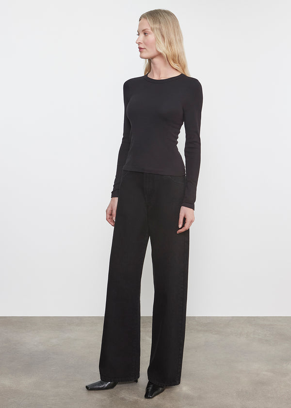 Enza Costa Supima Cotton New Classic L/S Tee Black