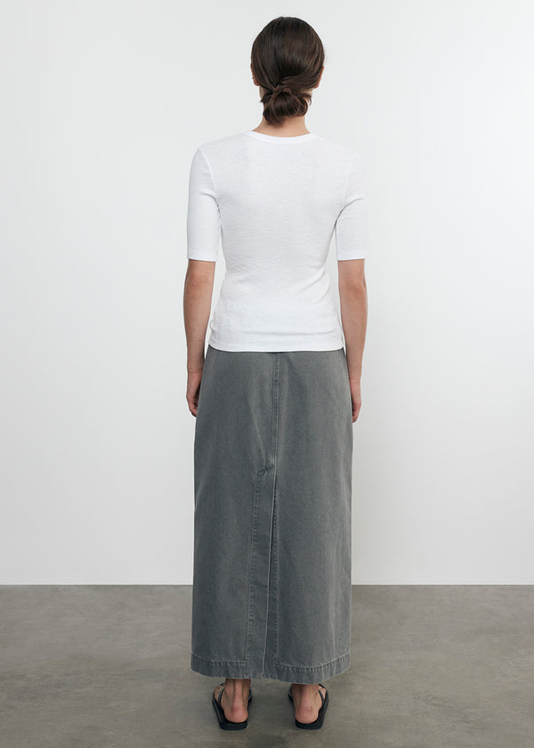 Enza Costa Textured Knit Half Sleeve U White